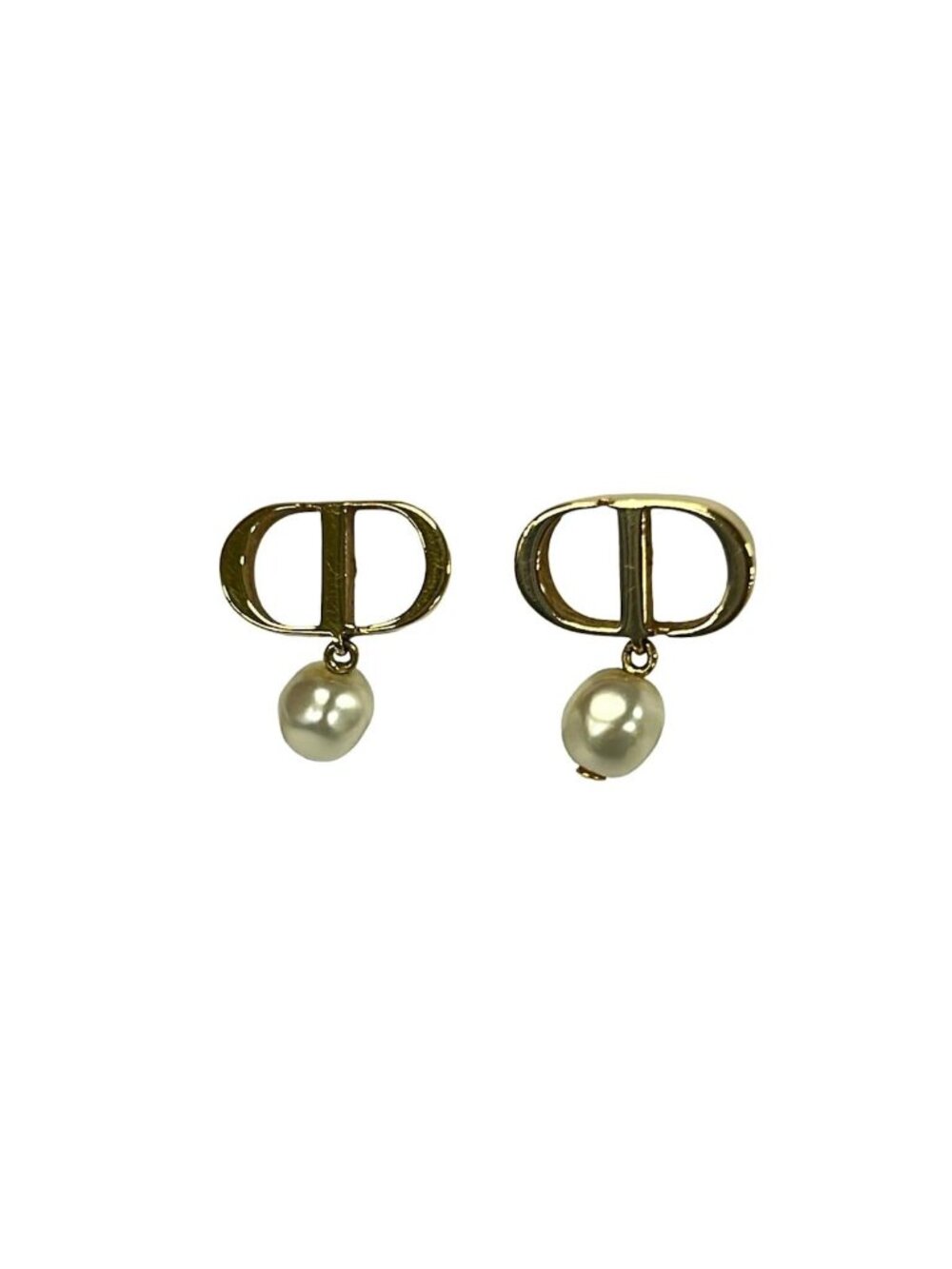 Dior Earrings Petit CD Gold Ivory CD Motif
